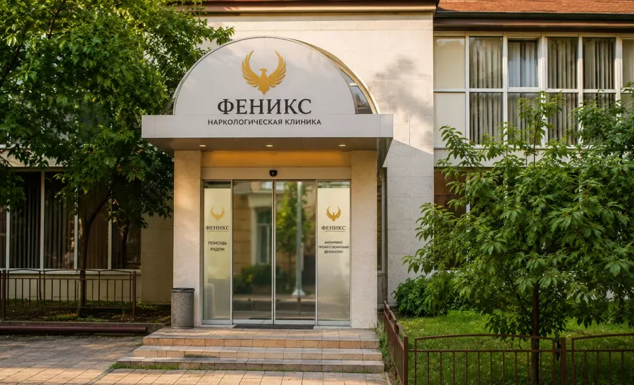 Вход в наркологическую клинику «Феникс» в Отрадном